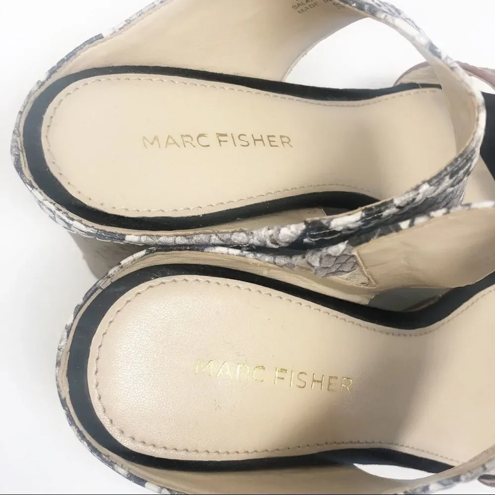 MARC FISHER | Shelbee Snake Print Wedges Cork Sz 6